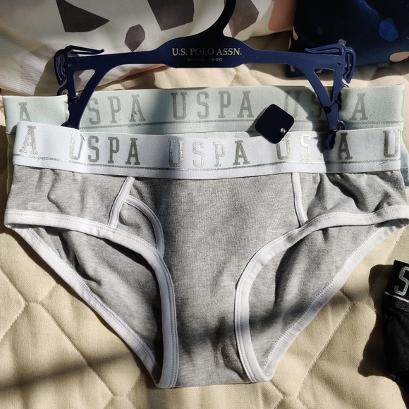 USPA Women's 3-pk briefs, large: Blk, gry, mint - Picture 3 of 4